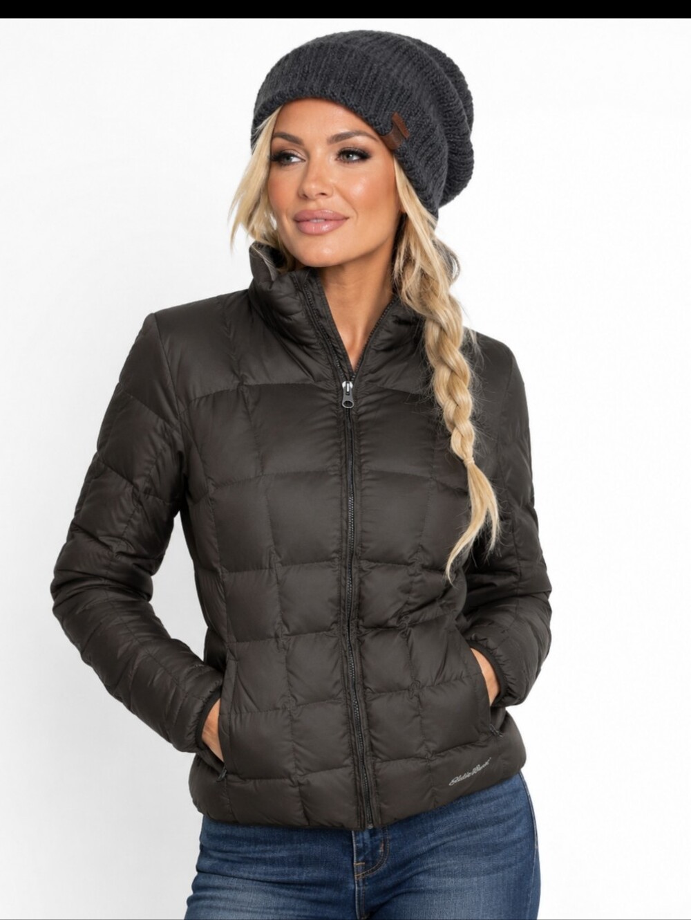 Eddie Bauer Quilted Down Filled Brown Puffer Jacket Sz S